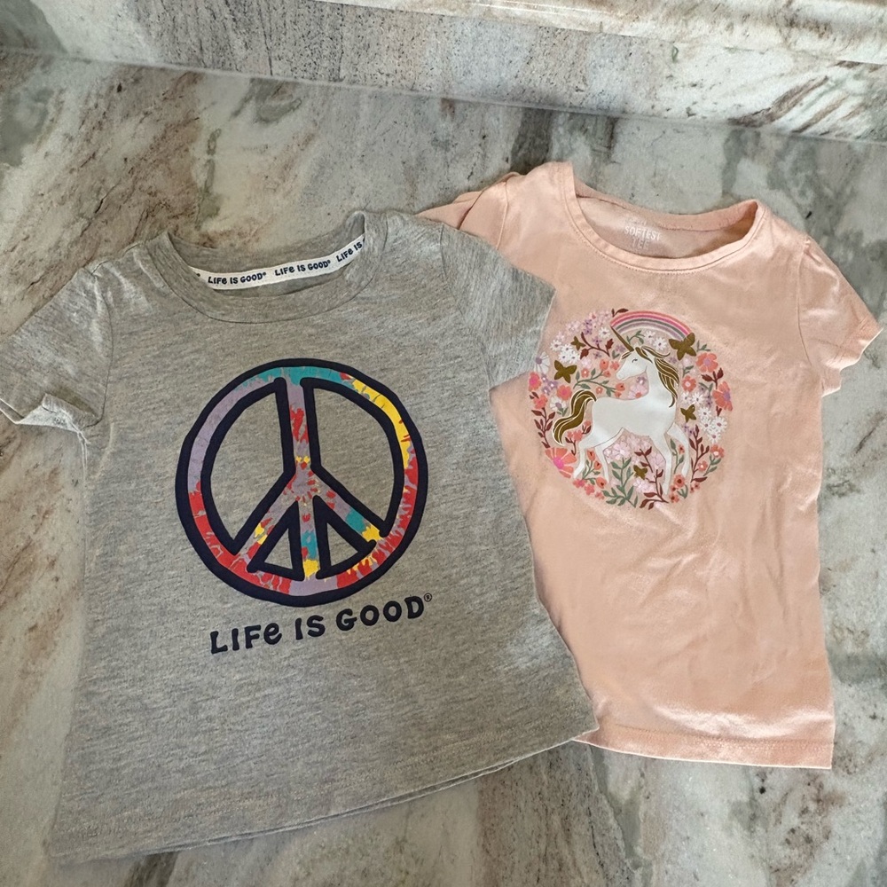 Life is Good Kids' Gray Peace Sign T-Shirt & unicorn